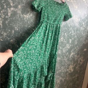 Lulu's Green Floral Maxi Dress off the shoulder